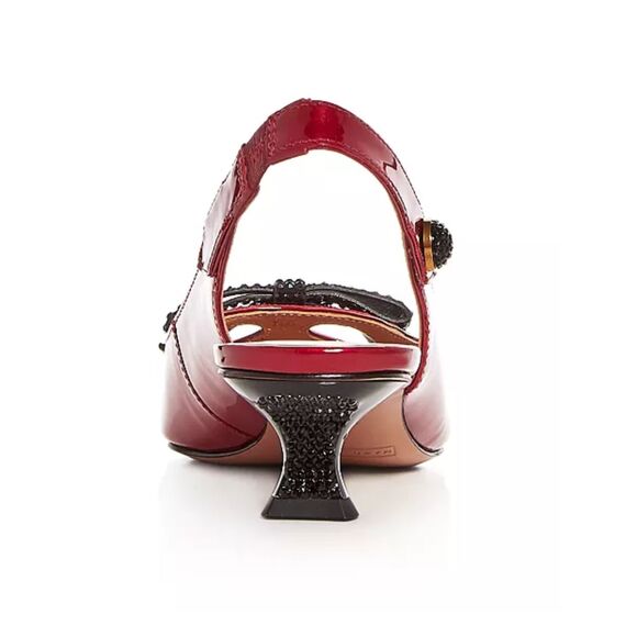 Marc Jacobs Red Patent Leather Sling Back Kitten Heels Size EU 37.5 = US 7 - Picture 14 of 15